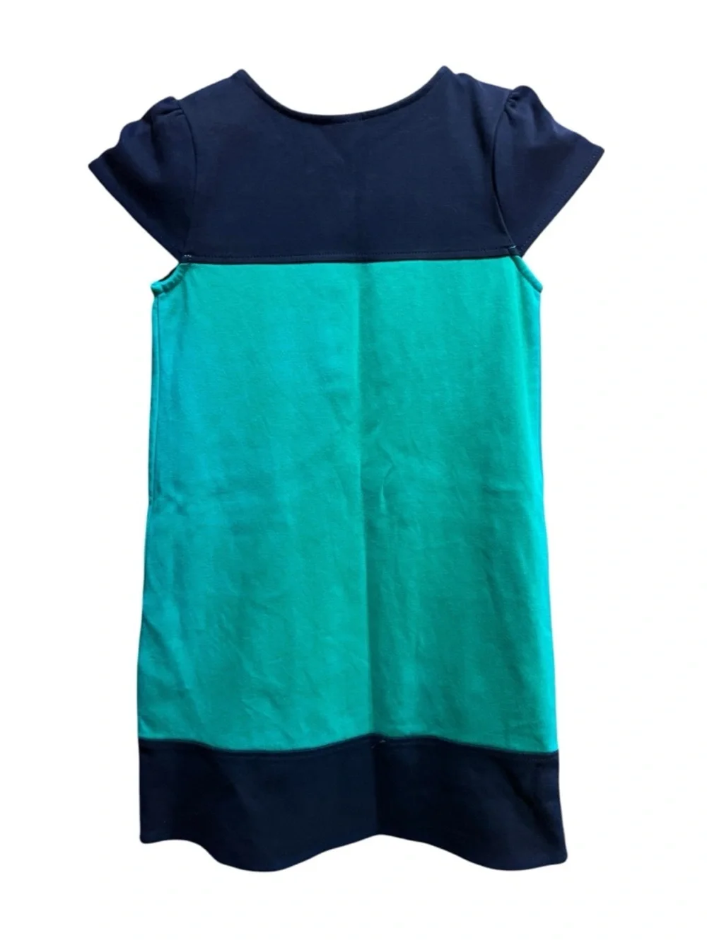 GYMBOREE Colorblock Dress Navy Blue Kelly Green Cotton Casual Cap Sleeve Size 10